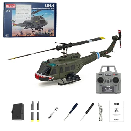 RC Helicopter for Adult, UH-1 Huey Remote Control Helicopter C032 1/48 Scale 2.4G 6CH RC Airplane Model