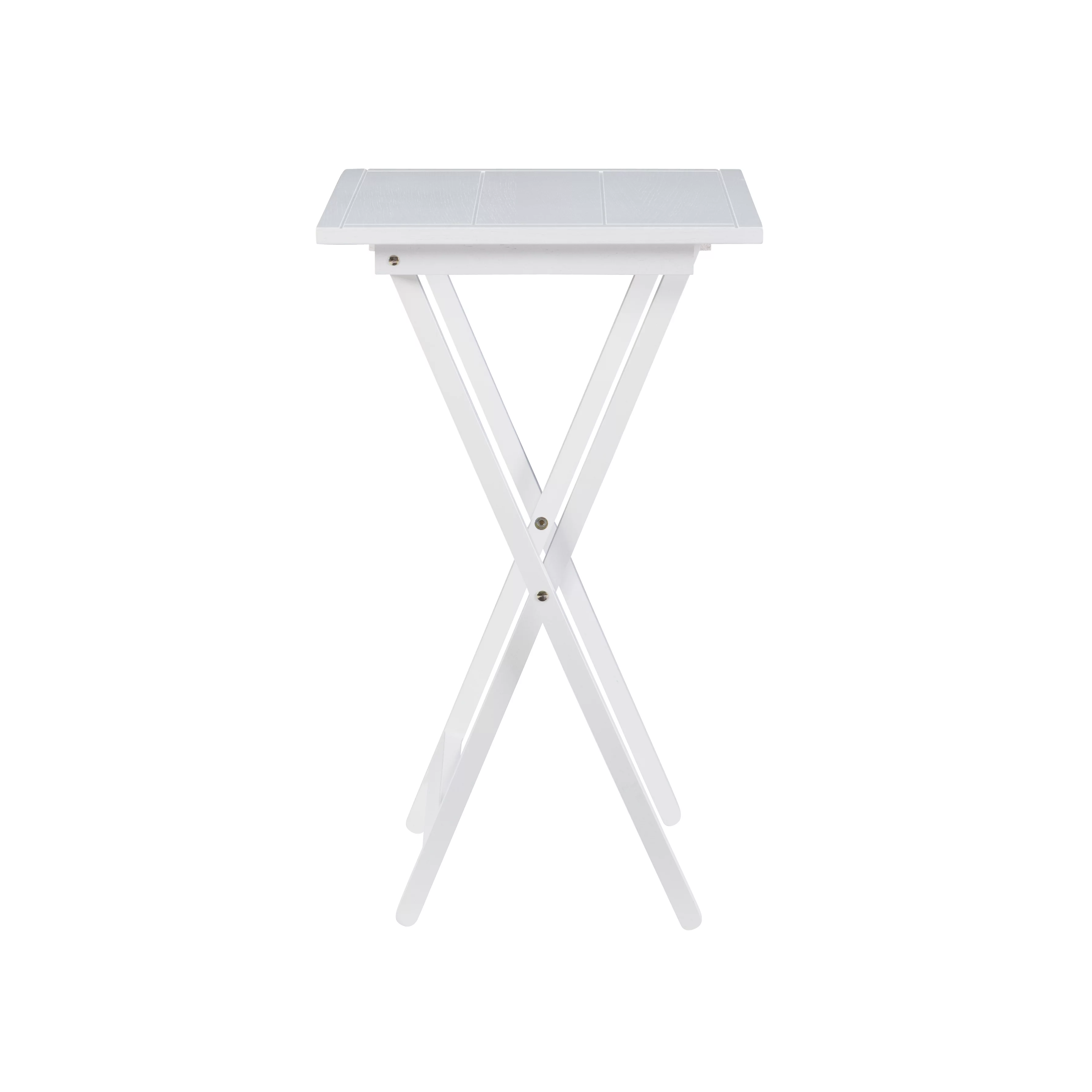 Lisbon Folding Tray Table Set with Stand, 5 Pieces, White
