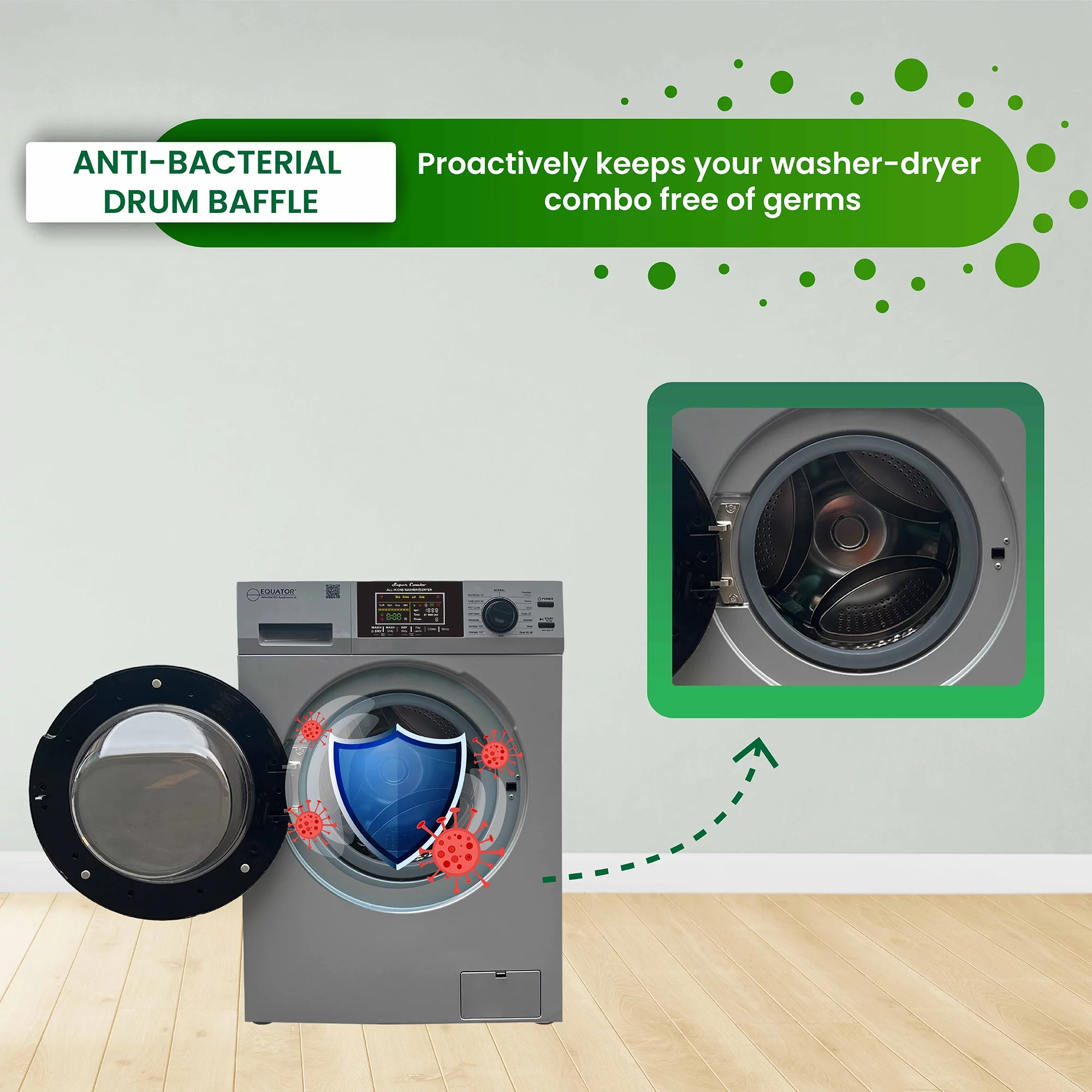 Equator Fully Built-in All-in-One Combo Washer-Dryer Ventless 1.62 cf/15lbs 110V White