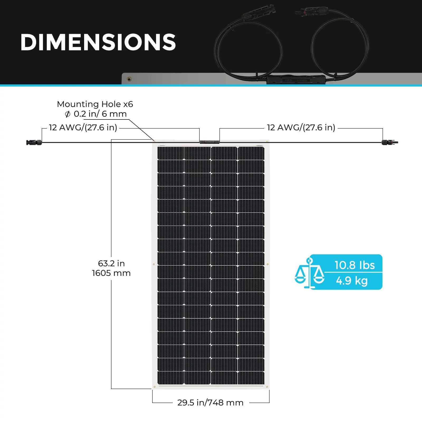 Renogy 200 Watt 12 Volt Flexible Monocrystalline Solar Panel Bendable Mono Off-Grid Charger for Marine RV Cabin Van Car Uneven Surfaces