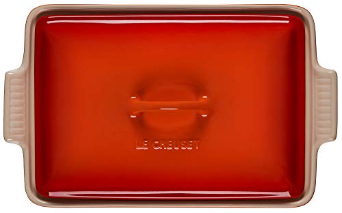 Le Creuset Stoneware Heritage Covered Rectangular Casserole, 4 qt. (12" x 9"), Cerise