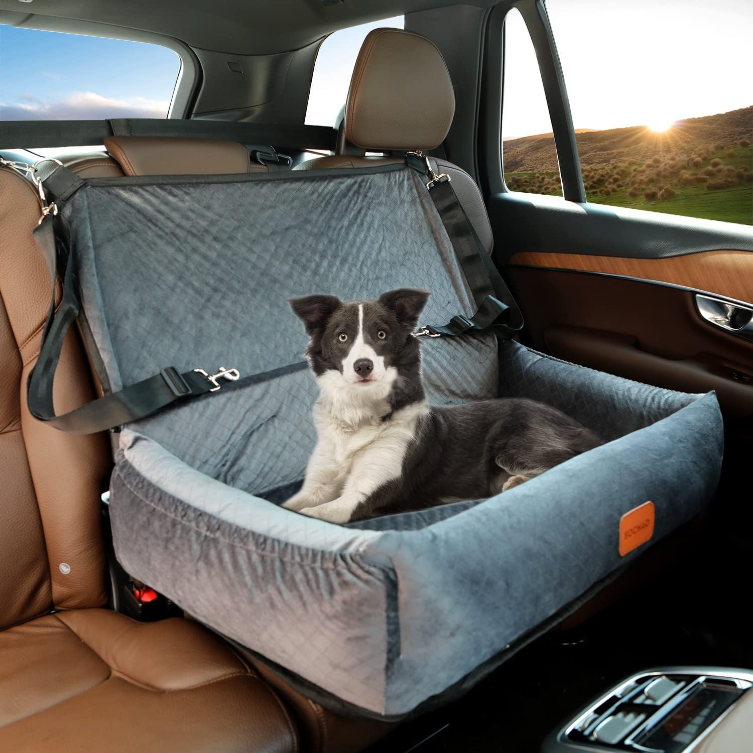 Dog Car Seat for Large Dogs,Car Seat 2 Small Dogs,Dog Car Travel Bed Dog Seat Made, Comfortable and Safe;Multipurpose Design