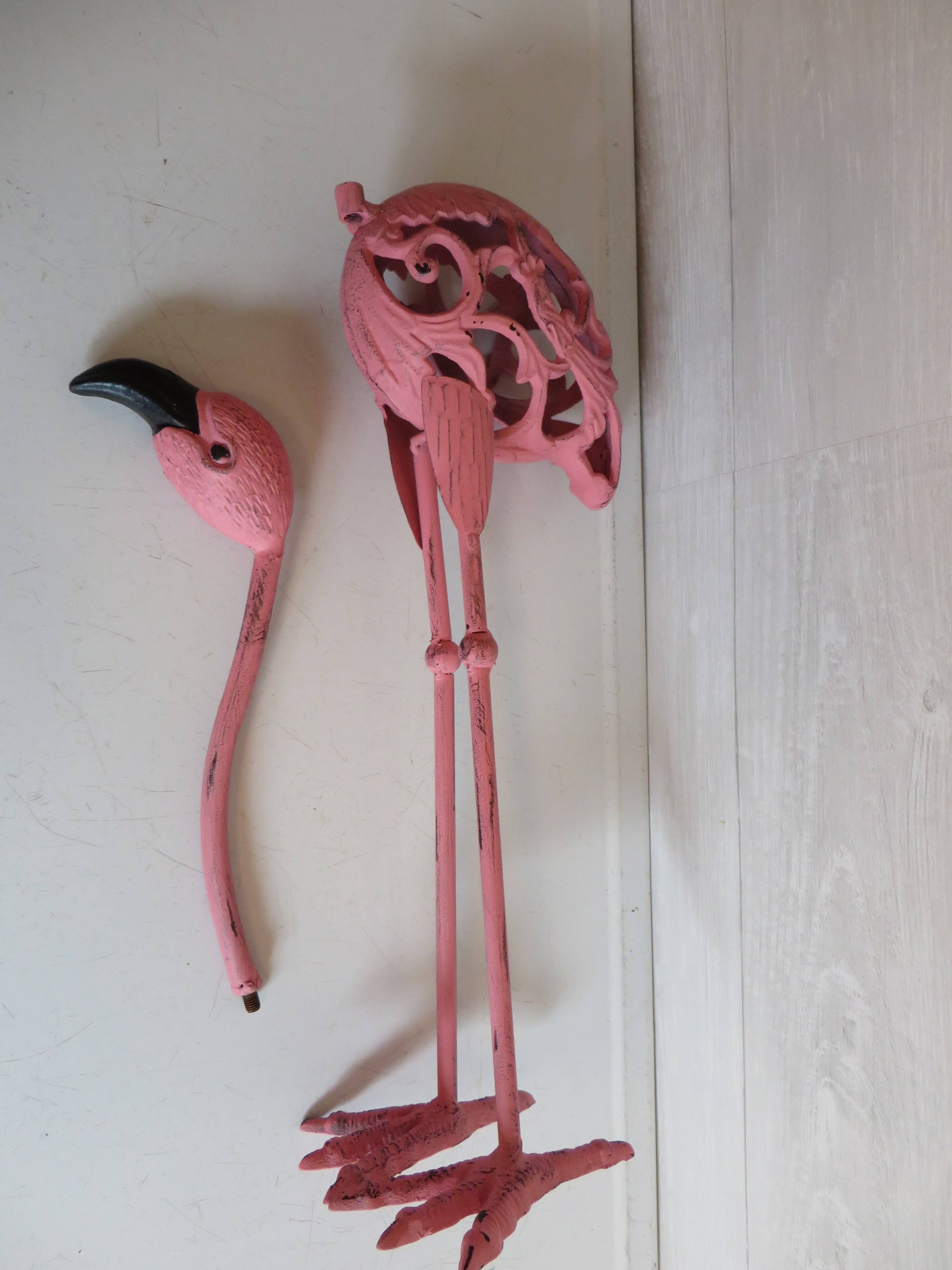 Large Cast Iron Flamingo Statue