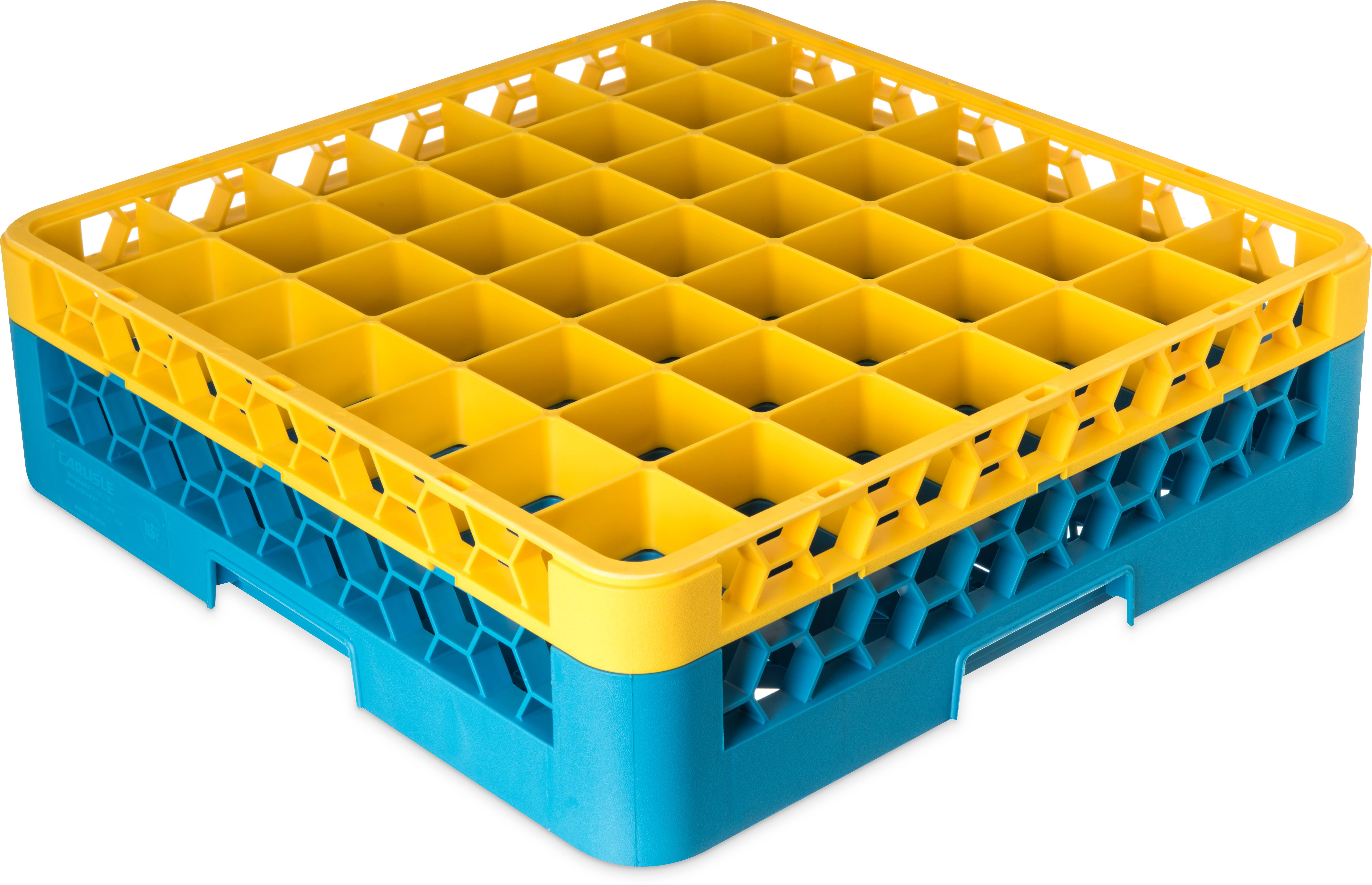 Carlisle RG49-1C411 OptiClean 49 Compartment Yellow Color-Coded Glass Rack with 1 Extender