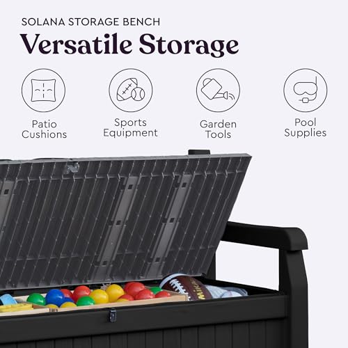 Keter Solana 70 Gallon Storage Bench Deck Box for Patio Storage