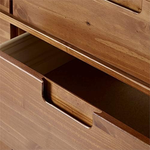 Allora Mid-Century Modern 6 Drawer Pine Wood Bedroom Double Dresser, Storage Drawer Console Organizer Closet Hallway for Living Room