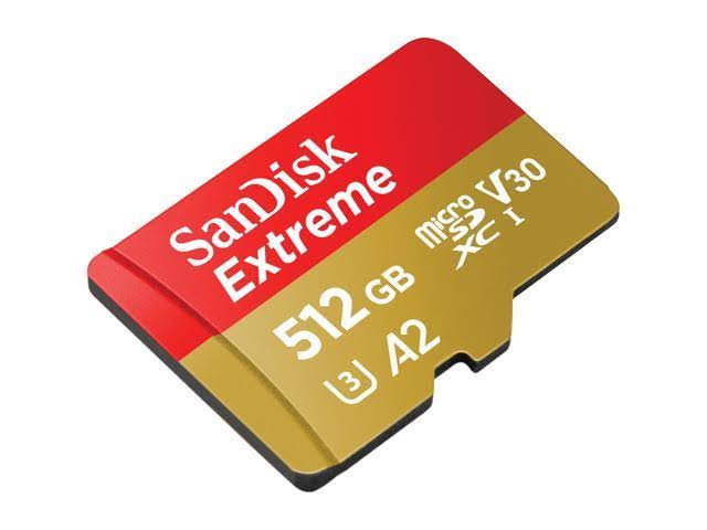 SanDisk 512GB Extreme microSDXC UHS-I Memory Card with Adapter C10 U3 V30 4K A2
