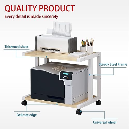 Desktop Printer Stand Printer Stand with Wheels, Under Desk Printer Stand