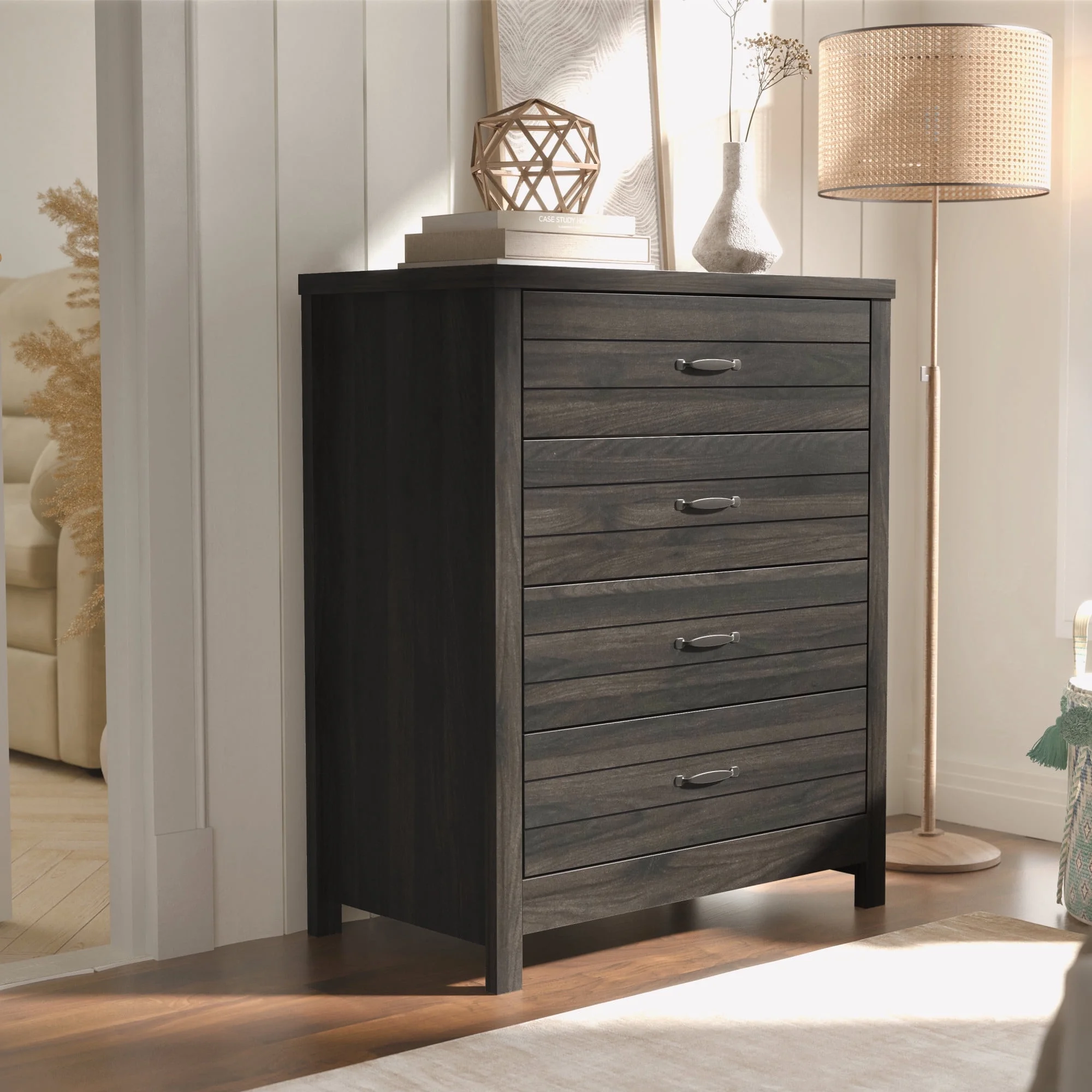Lancaster Farmhouse 4-Drawer Dresser, Espresso, by Hillsdale Living Essentials