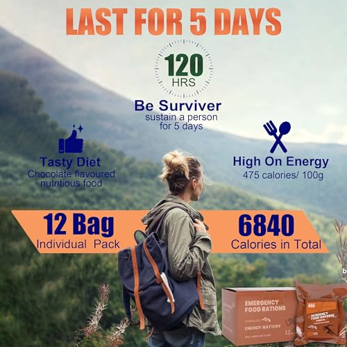 24 Days Emergency Food Ration Bars, 20 Year Shelf Life, Emergency Meals Survival Foods Bars, Emergency Supplies for Disaster Preparedness