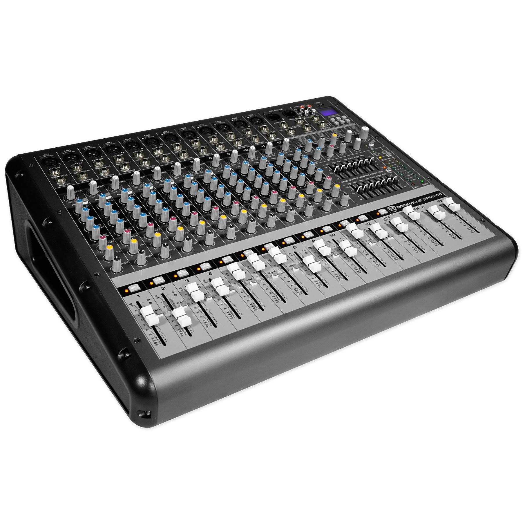 Rockville RPM1470 14-Channel 6000W Powered Mixer, USB, Effects for Church/School