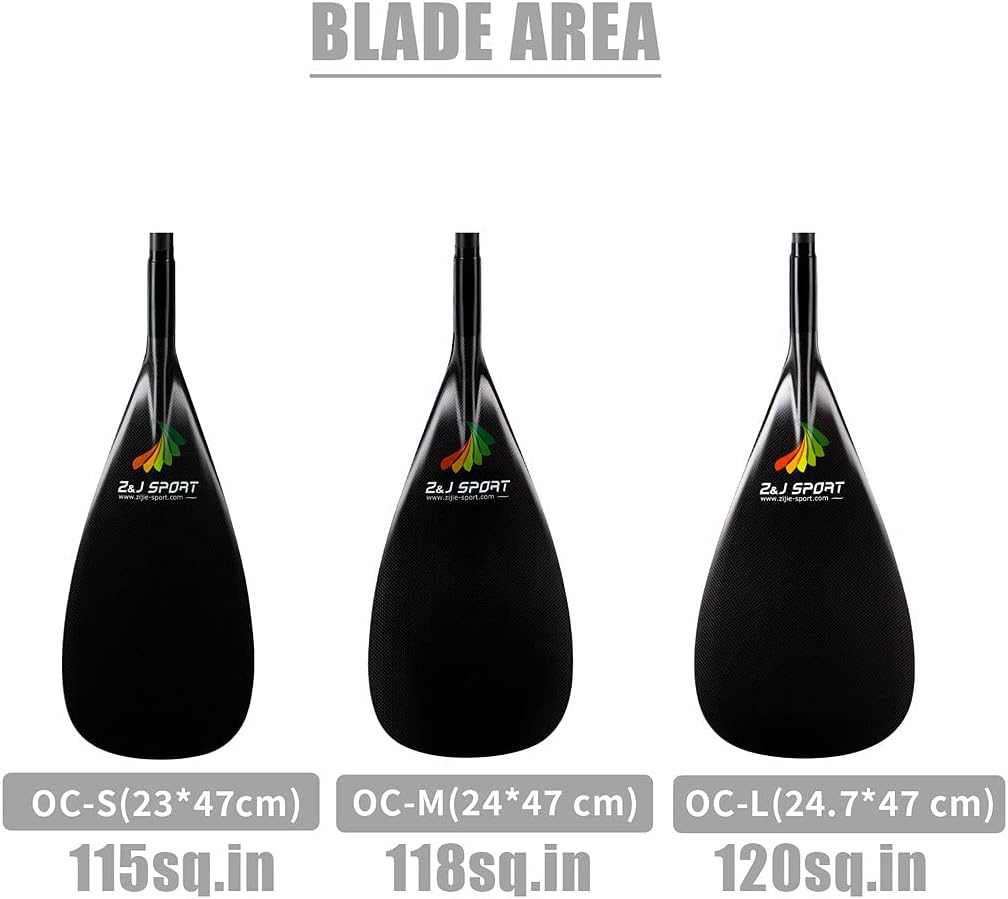 Z&J SPORT Outrigger Canoe Paddle, Tahiti Hybrid OC Paddle with Carbon Blade and Wood Bent Shaft 12 Degree (S-9.1x18.5/M-9.4x18.5/L: 9.7x18.5)