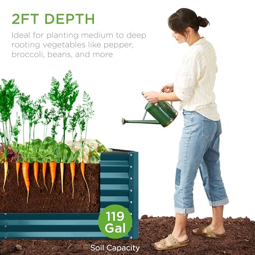 Best Choice Products 8x4x2ft Outdoor Metal Raised Garden Bed, Deep Root Planter Box for Vegetables, Flowers, Herbs