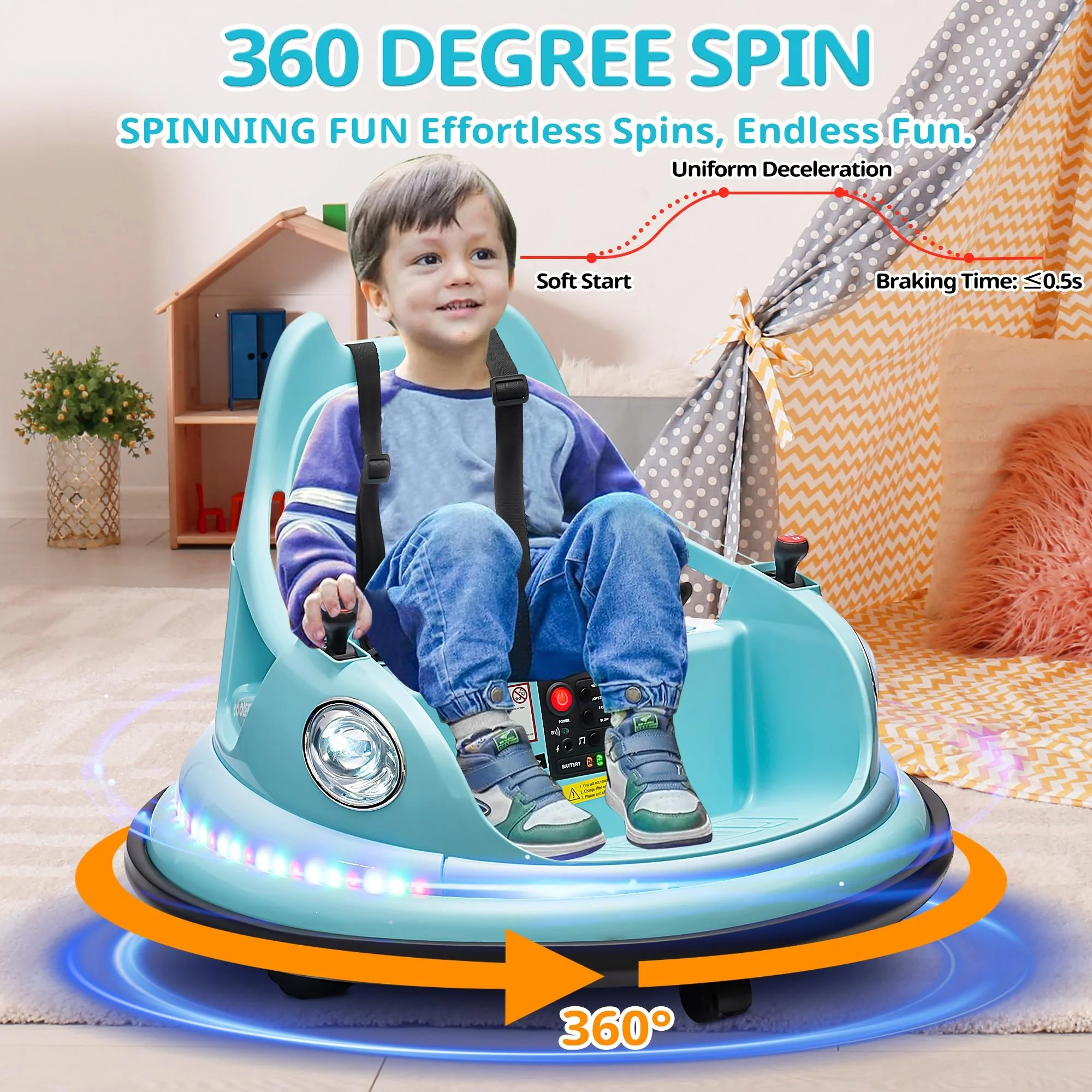 iRerts 12V Bumper Cars for Kids, Bumper Car Ride on with Remote Control, Battery Powered Kids Ride on Toys for 2-5 Year Old Boys Girls