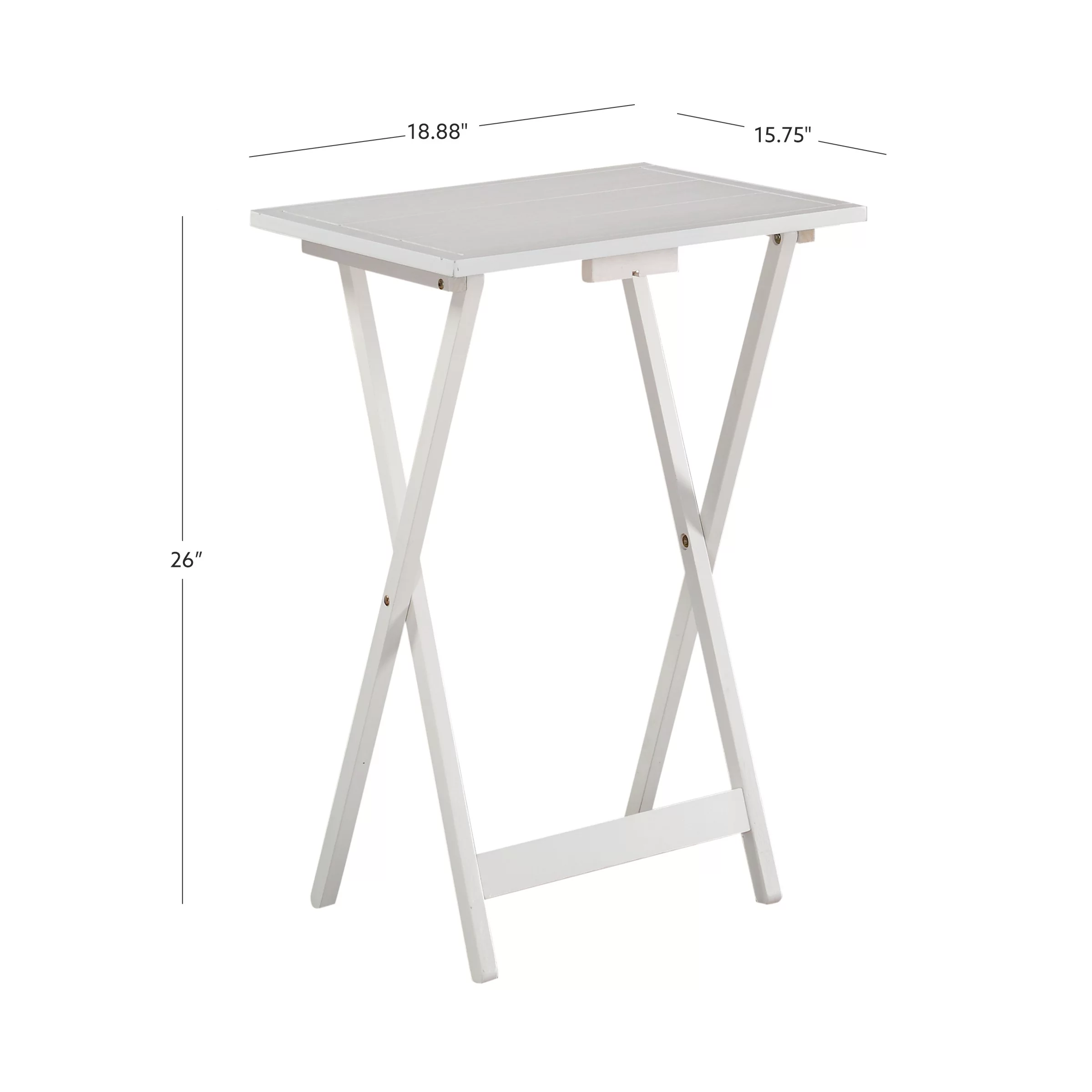 Lisbon Folding Tray Table Set with Stand, 5 Pieces, White