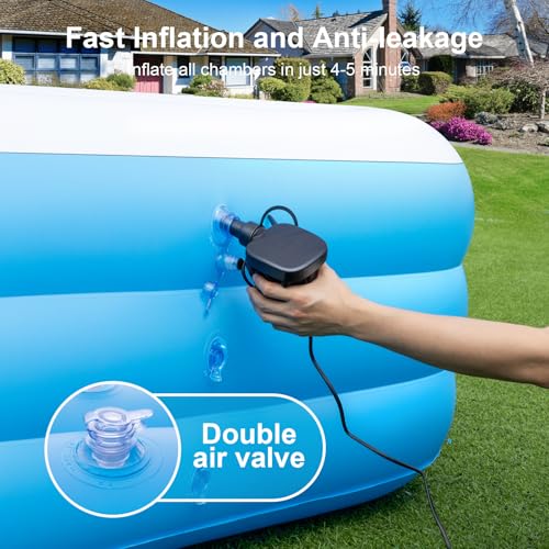 Large Inflatable Pool with Canopy - 145'' x 74'' x 22'' Oversized Thickened Blow Up Pool for Family