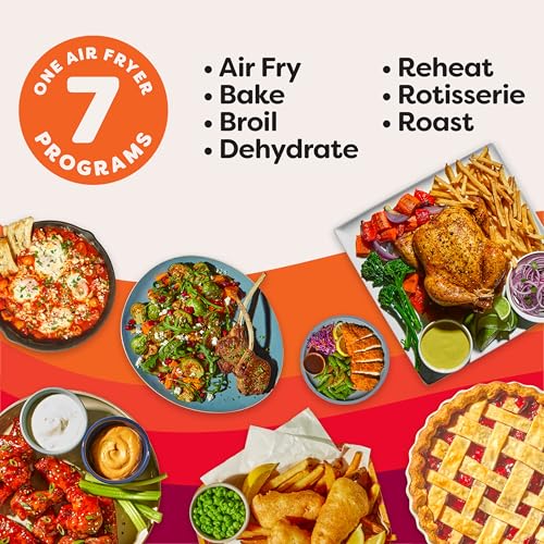 Instant Pot 10QT Air Fryer, 7-in-1 Functions with EvenCrisp Technology that Crisps, Broils, Bakes, Roasts, Dehydrates, Reheats & Rotisseries