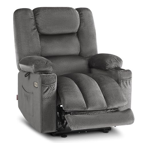 MCombo Zero Gravity Power Recliner Chair with Heat and Vibration Massage, Reclining Chair with USB & Type C Ports, Cup Holders for Living Room