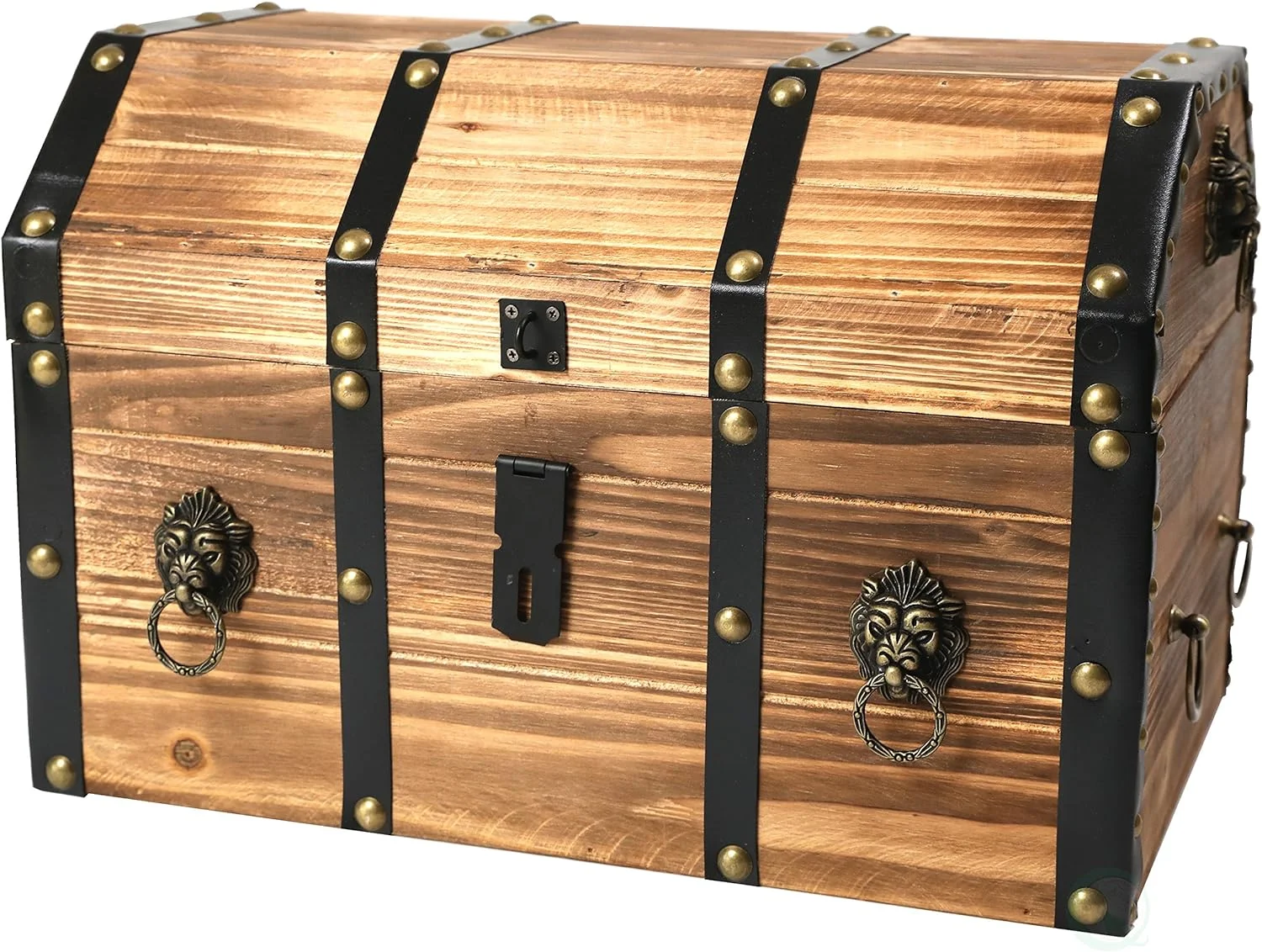 WANHUI(TM Large Wooden Pirate Lockable Trunk with Lion Rings