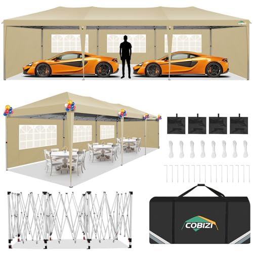 COBIZI 10x10 Pop up Canopy Tent Protable Canopy Tent with 4 Sidewalls Waterproof Commercial Instant Shelter for Parties, Wedding