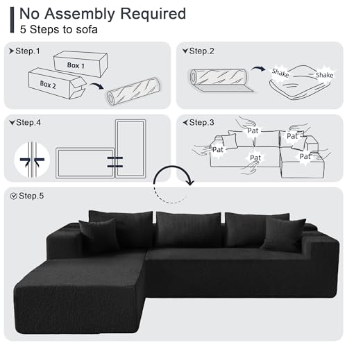 104" Sectional Couches for Living Room, Modular Sectional Sofa with Deep Seat, L-Shape Couch with Chaise, Cloud Couch for Living Room Bedroom