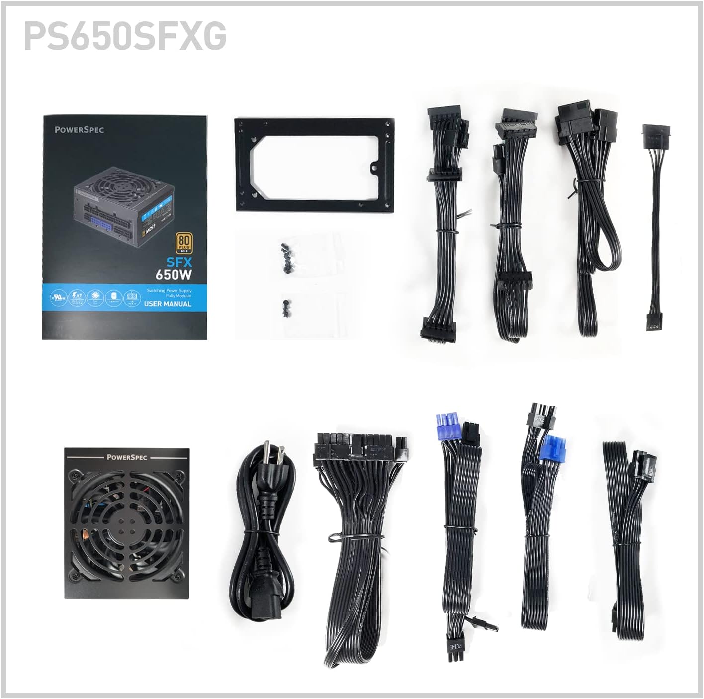 PowerSpec 650W Power Supply 80 Plus Bronze Certified Fixed Cable Non-Modular ATX PSU Active PFC SLI Crossfire Ready Gaming PC Computer Switching