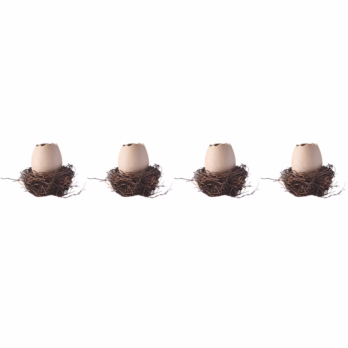 4 Sets  of Small Vase Eggshell Ceramic Vase Cracked Eggshell Succulent Planter with Bird Nest
