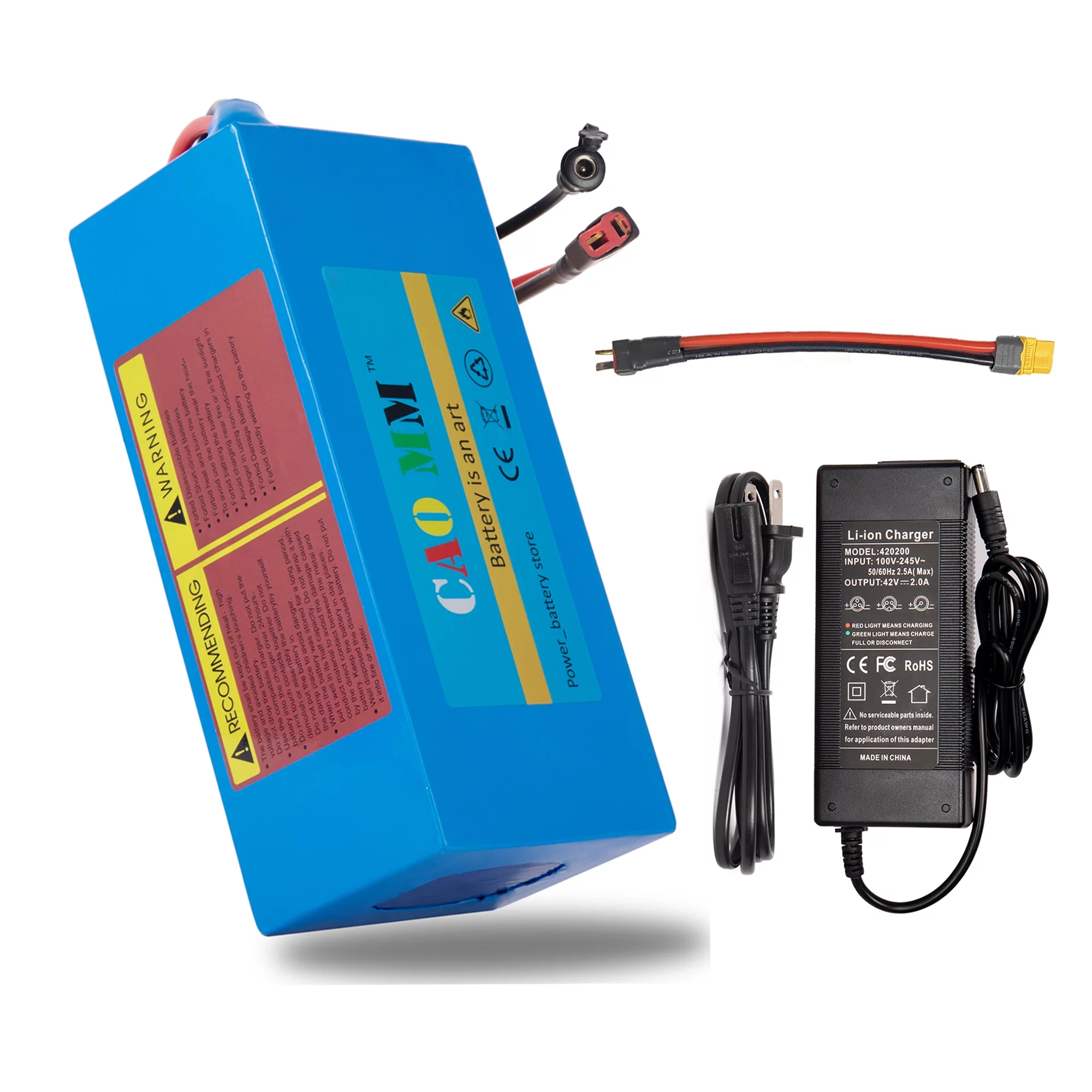 Ebike Battery 36V 10Ah Lithium Battery with 2A Charger XT60 36V Battery for 750W Electric Bike