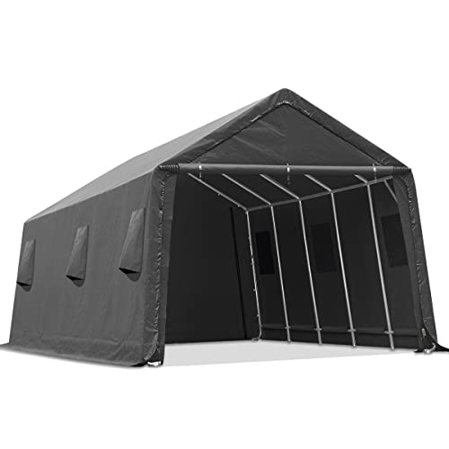 ADVANCE OUTDOOR 10x10 ft Heavy Duty Outdoor Patio Portable Canopy Storage Shelter Shed Carport with 2 Roll up Zipper Doors & Vents for Snowmobile