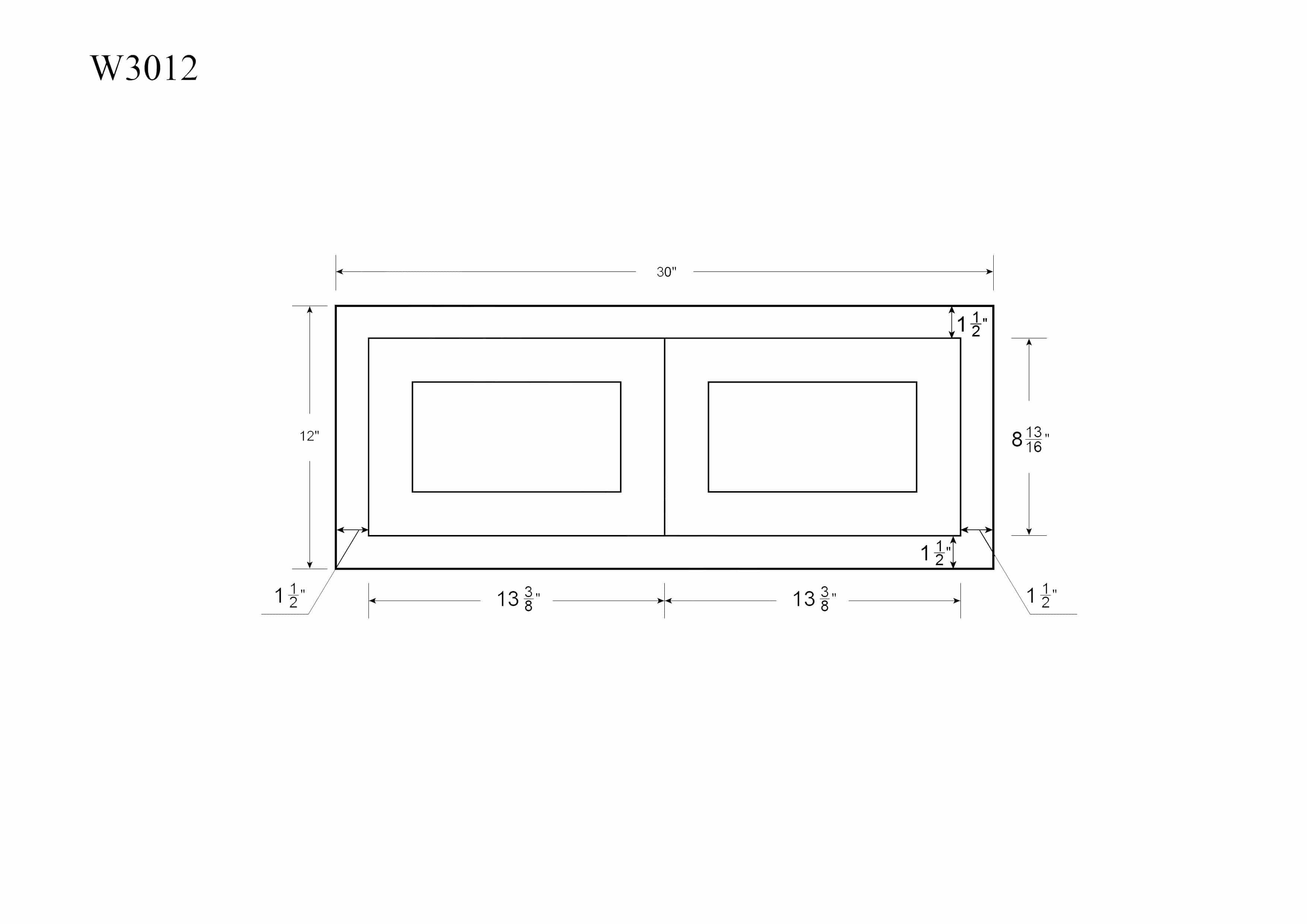 RTA Wholesalers 30x22 Wide Inset Bridge Light Gray Inset Shaker Wall Cabinet - Double Door 12x22 Tall