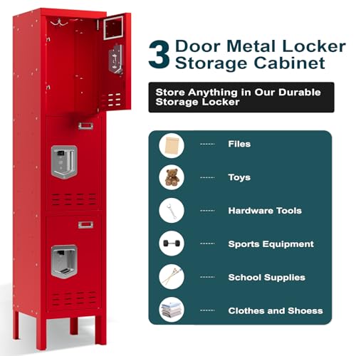Metal Cabinet Home Office Storage,Lockers,Lockable Employees Metal Locker with Door,54" Height Steel Locker,Lockable Steel Locker for Gym,School,Home