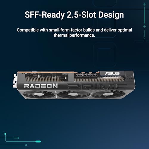 ASUS Prime Radeon™ RX 9070 XT OC Edition Graphics Card (PCIe 5.0, HDMI/DP 2.1, 2.5-Slot Design, axial-tech Fans, Dual Ball Fan Bearings, Dual BIOS