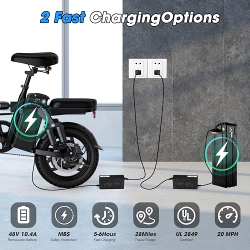 Electric Bike for Adults,14" Folding Adult E Bike with 500W Motor,20 mph,28 Miles Range,Advanced 9-Point Suspension & Pro-Level 44.99% Brake Ratio