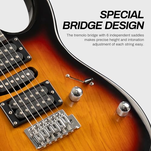 AODSK Electric Guitar with Amp Beginner Kit 39 Inch Solid Body Full Size,All Accessories,Digital Tuner,Six Strings,Four Picks,Tremolo Bar,Strap