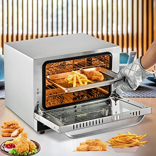 VEVOR Commercial Convection Oven, Conventional Oven Countertop, Toaster w/Front Glass Door, Electric Baking Oven w/Trays Wire Racks Clip Gloves, 120V