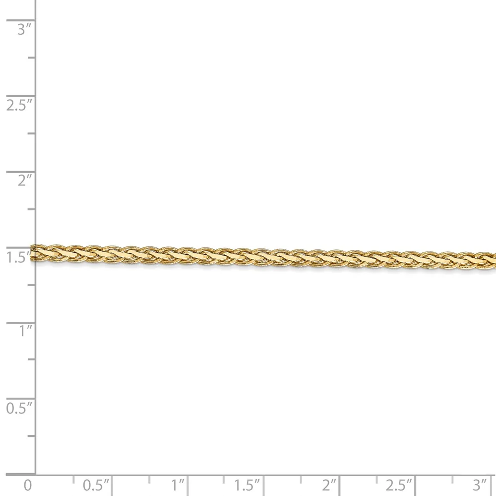 Real 14kt Yellow Gold 3mm Flat Wheat Chain; 24 inch; Lobster Clasp; for Adults and Teens; for Women and Men