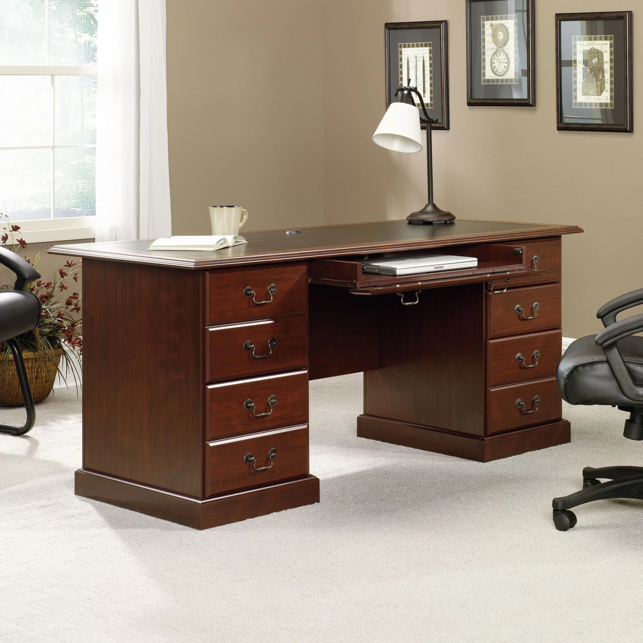 Sauder Heritage Hill Executive Desk, Classic Cherry Finish - Radiant Selections