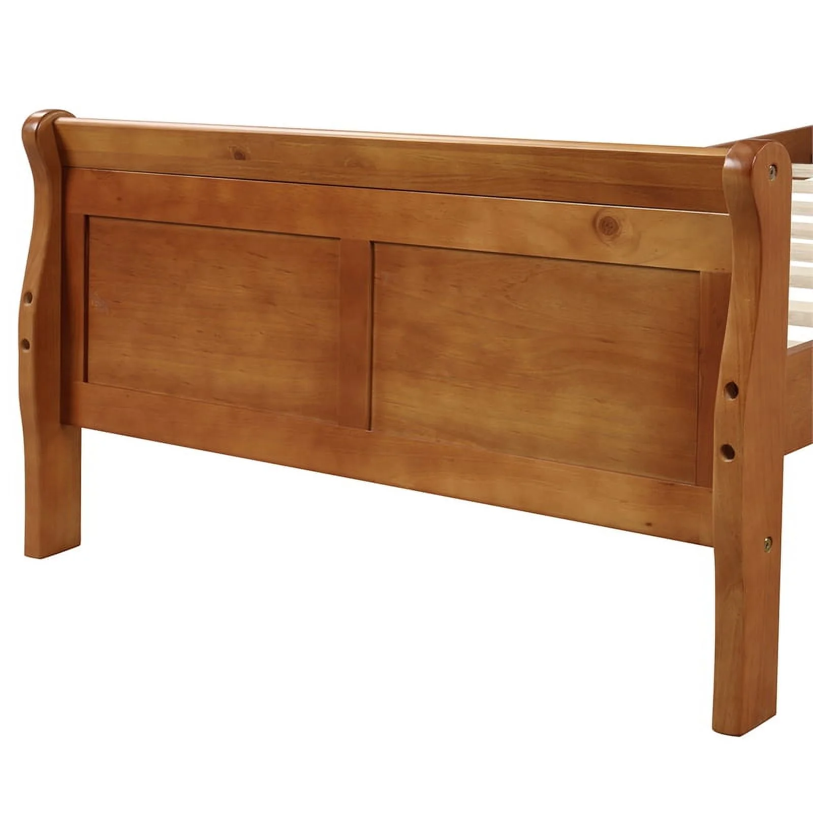 CRO Decor Wood Platform Bed Twin Bed Frame Mattress Foundation Sleigh Bed-Oak