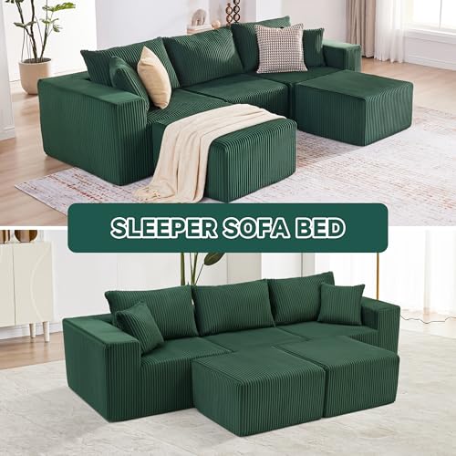 107.4" Cloud Couch Sectional, Modular Sofa with Deep Seat, Plush Corduroy L Shaped Boneless Couch, Convertible Sectional Couches for Living Room