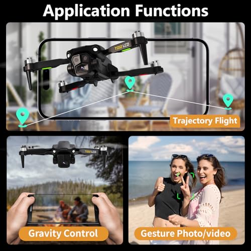 Brushless Motor Drone with LCD Screen Remote Control Drone for Beginners Drones with Camera Foldable RC Quadcopter for Adults TD12LCD