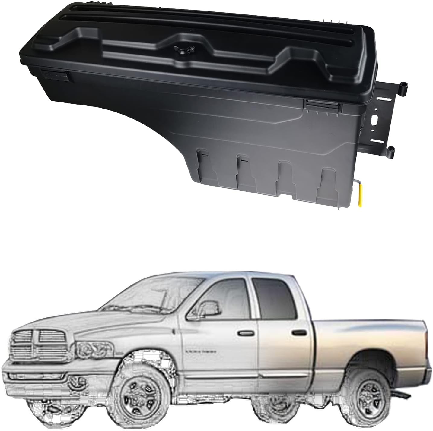 Truck Bed Storage Box Case Tool Box Rear L , Compatible with Dodge Ram 1500 2500 3500 2002-2018 Drivers Side 2019 - 2021 Dodge Ram