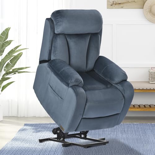 Small Power Lift Recliner for Elderly, Lift Chair Recliners, Electric Recliner Chairs for Seniors, Remote Control, Adjustable, Side Pocket (Navy Blue)