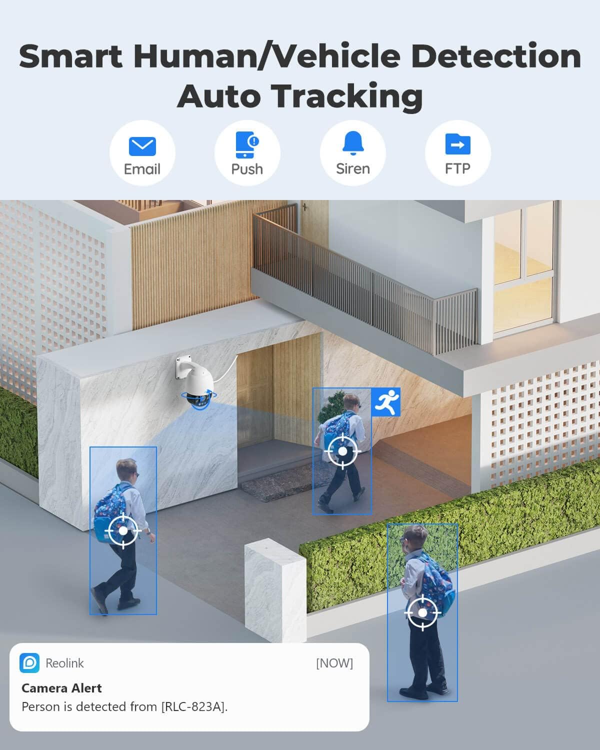 REOLINK 4K PTZ Outdoor Camera, PoE IP Home Security Surveillance, 5X Optical Zoom Auto Tracking, 3pcs Spotlights 190 Ft Color Night Vision