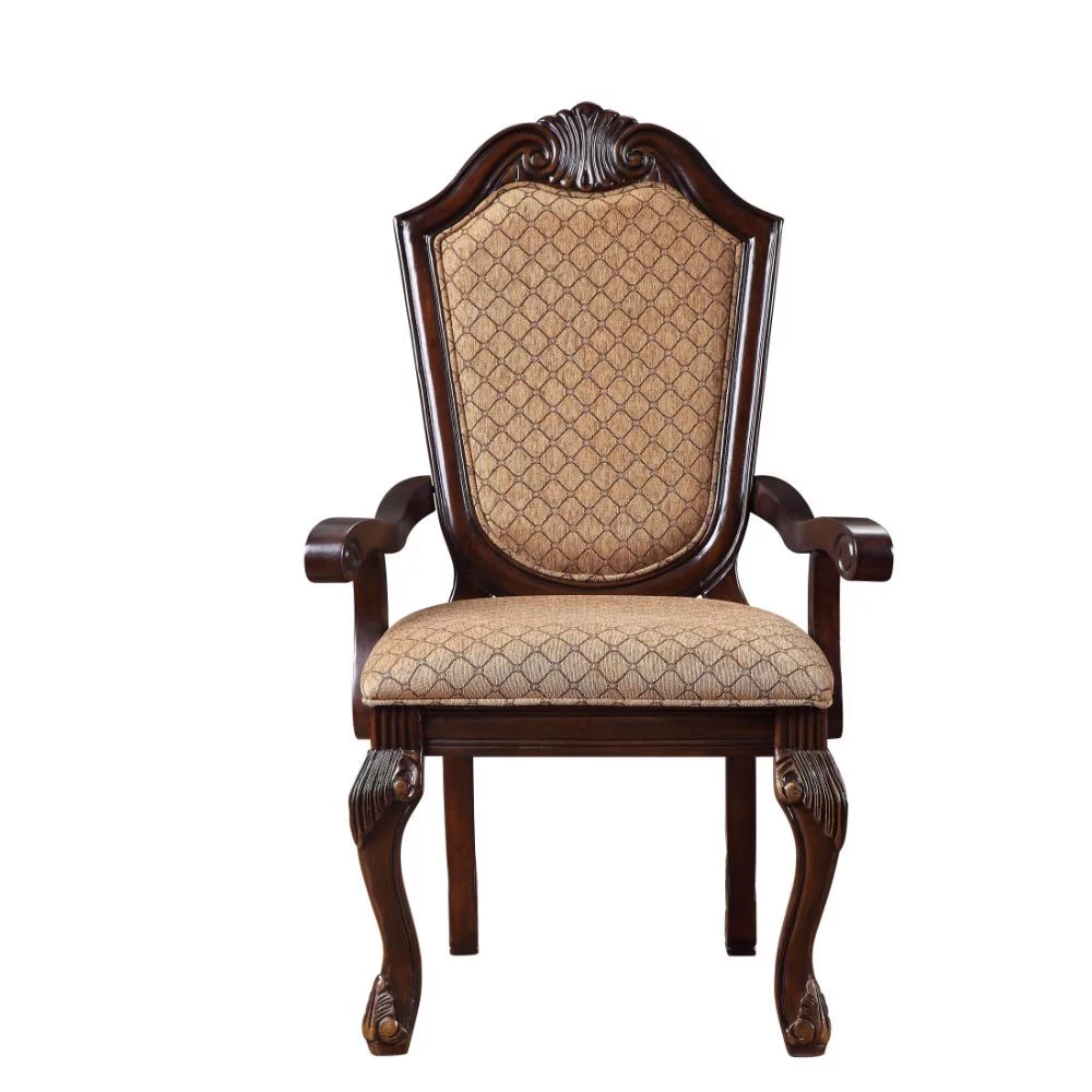 ACME Chateau De Ville Arm Chair in Light Brown and Espresso, Set of 2