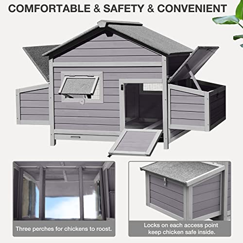 Large Chicken Coop - Unique Folding Design for Easy to Set Up - Chicken House for Outdoor with Two Nesting Box, Leakproof Pull-on Tray