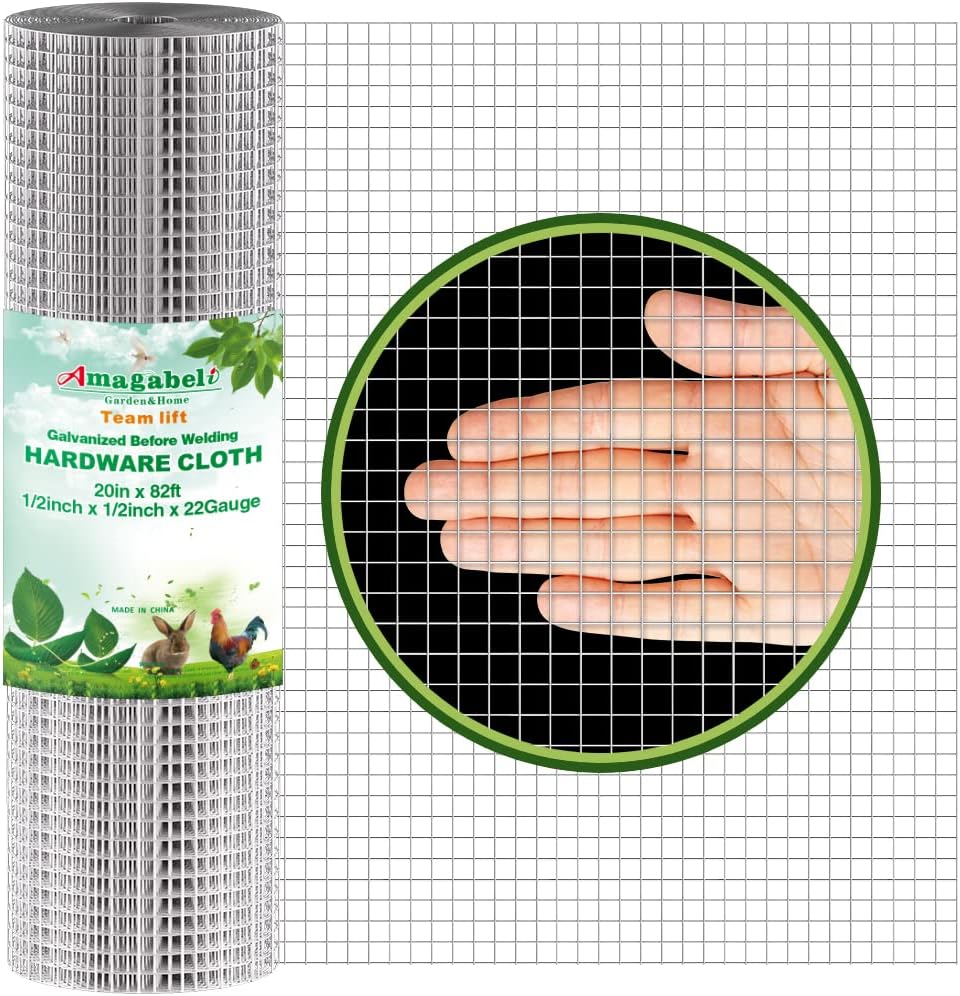 AMAGABELI GARDEN & HOME Hardware Cloth 40in X 65ft 1/2in Galvanized Before Welding Square Mesh Wire Mesh Fencing Wire Diameter 0.8mm Wire Chicken