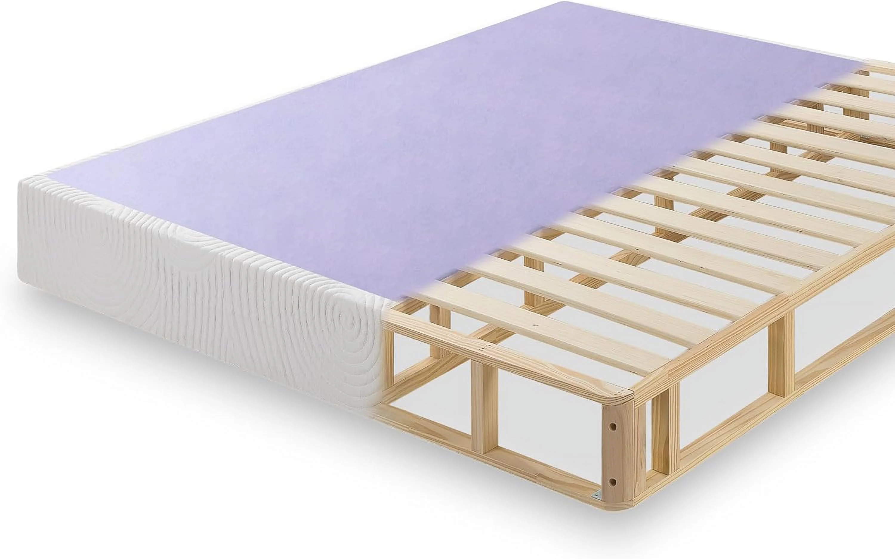 WANHUI Edgar 8 Inch Wood Box Spring / Mattress Foundation / Sturdy Wood Structure / High Profile / Easy Assembly, Queen