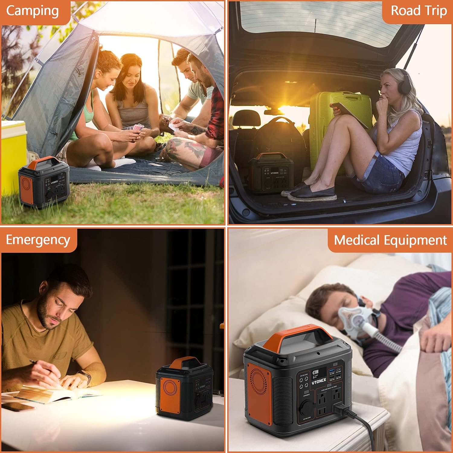 Portable Power Station 300W, VTONCE 296Wh Solar Generator Quick Charge / 110V AC Outlets / DC Ports and LED Flashlight