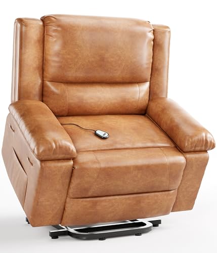 GarveeHome Power Lift Recliner Chair - Heat and Massage, Faux PU Electric Lift Recliner for Elderly & Mobility Impaired, Adjustable Back and Legs