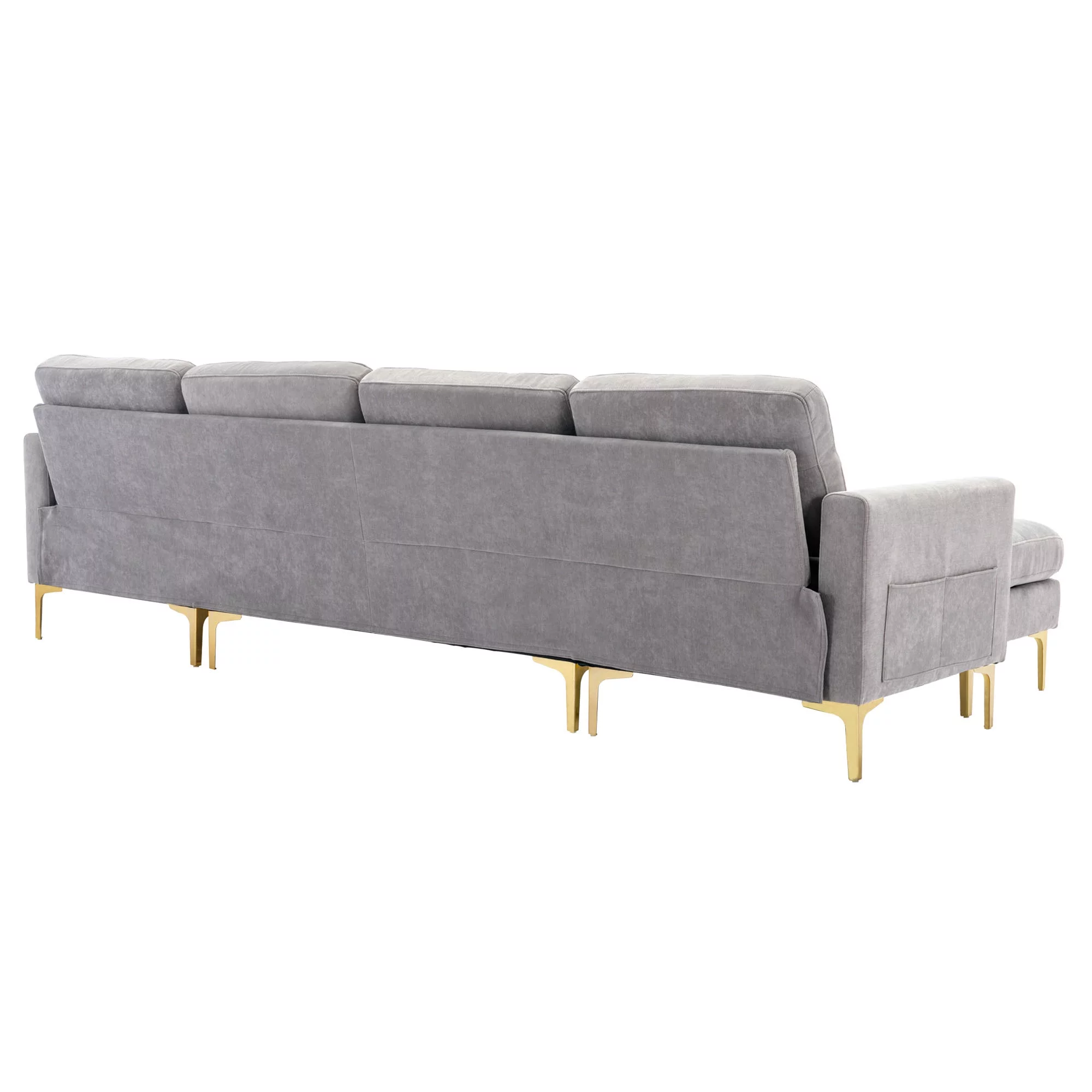 Soges U-Shaped Sectional Sofa with Ottoman, Convertible Couch for Living Room, 5 Seater Sofa, Gray, 110"x54"